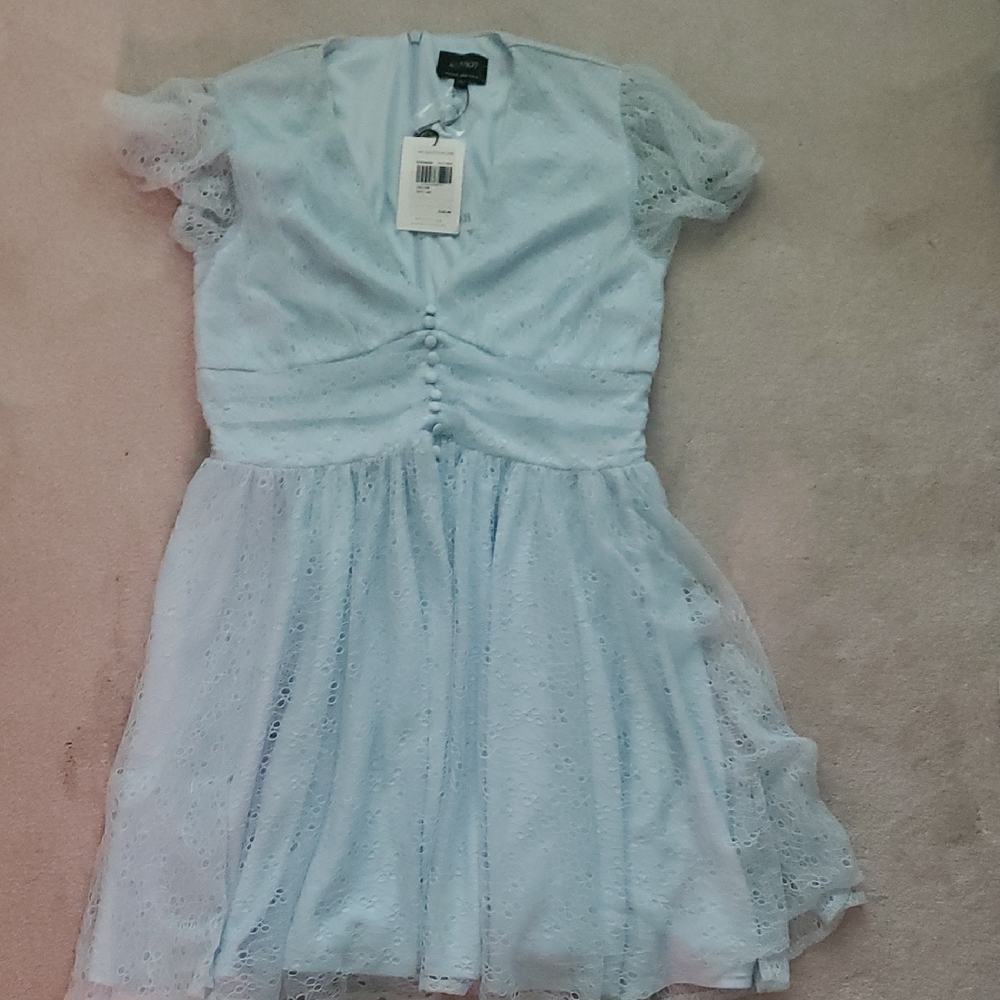 Bardot Blue Ruched Buttoned Sundress